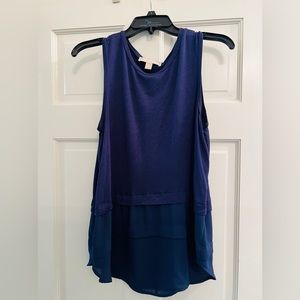 EUC Navy blue Michael Kors sleeveless flowy tiered tunic top blouse tank